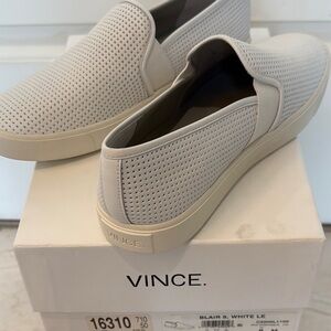 Vince Women's White Perforated Slip-On Sneakers